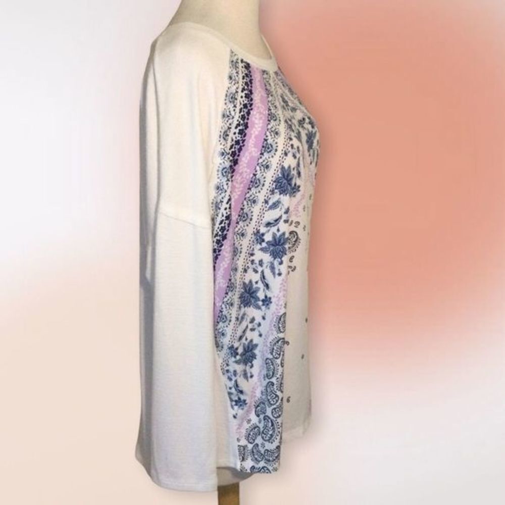 Style & Co Long Sleeve White Crew Neck Tee L - Picture 3 of 10